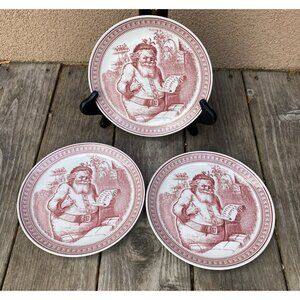 3 Spode Williams Sonoma St Nick Red White Salad Plates 8.5” (sf459)